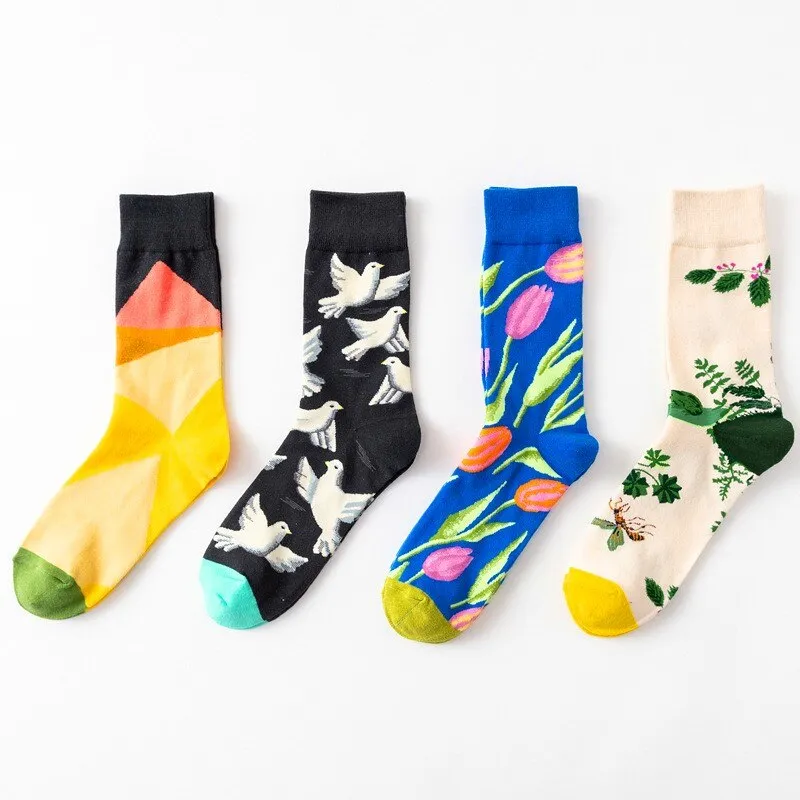 Kids Creative Sketch Print Breathable Funny Cotton Socks, 1 Pair  - Multiple Colours