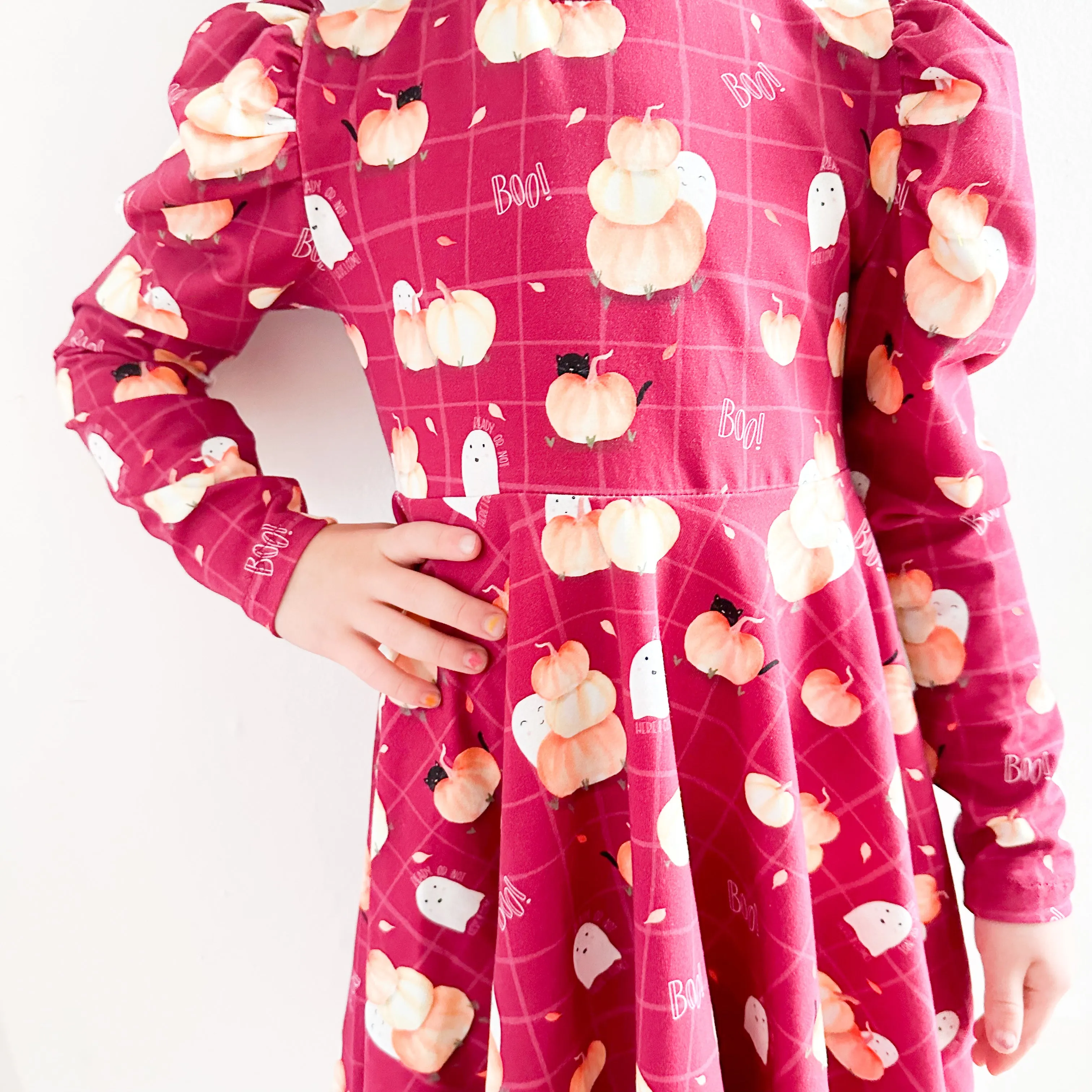 Kids Mock Neck Ruched Sleeve Dress