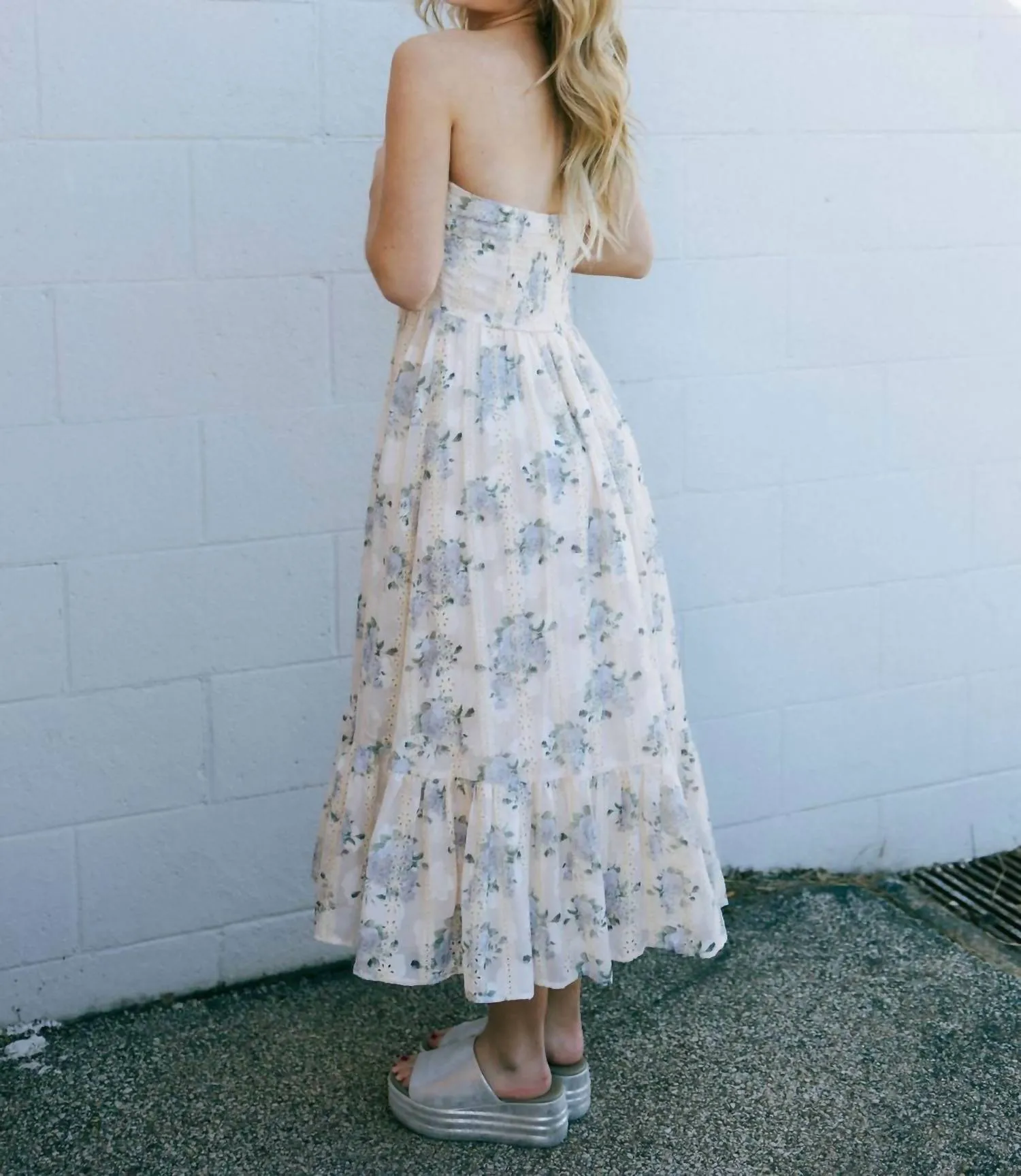 Lace Strapless Dress In Blush/lavender