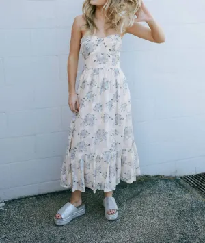 Lace Strapless Dress In Blush/lavender