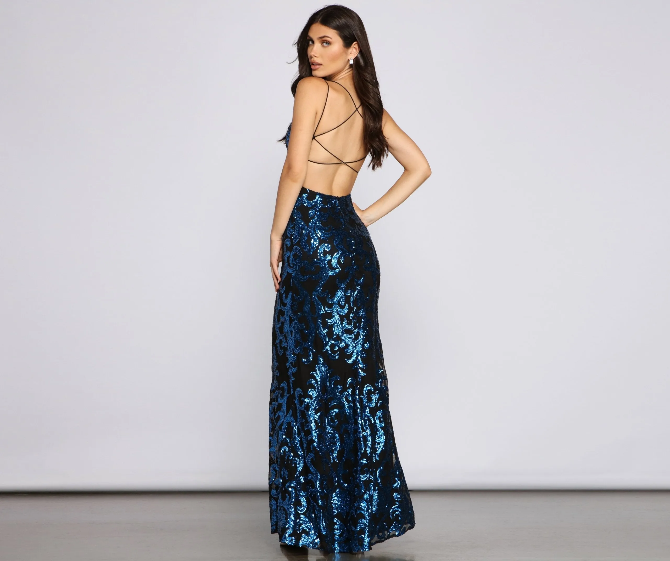 Lila Formal Open Charming Back Sequin Mermaid Dress