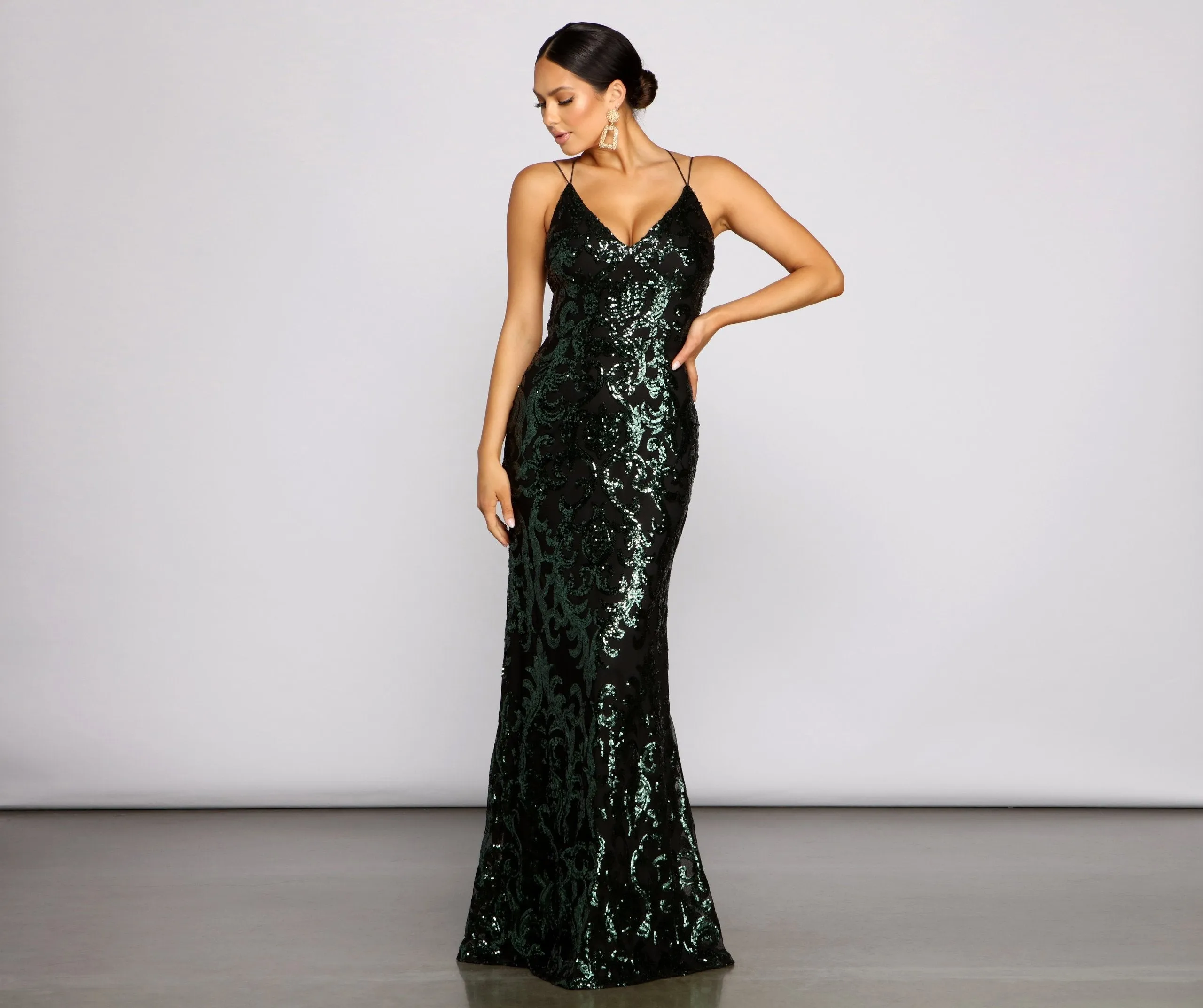 Lila Formal Open Charming Back Sequin Mermaid Dress