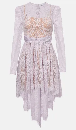 Lilac Lace Satin Mini Dress
