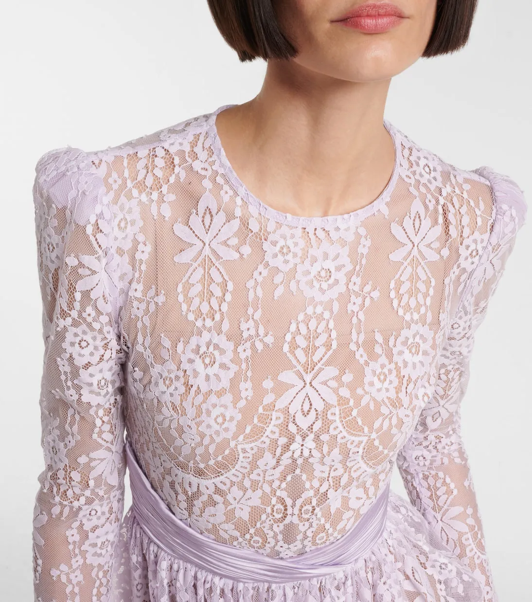 Lilac Lace Satin Mini Dress