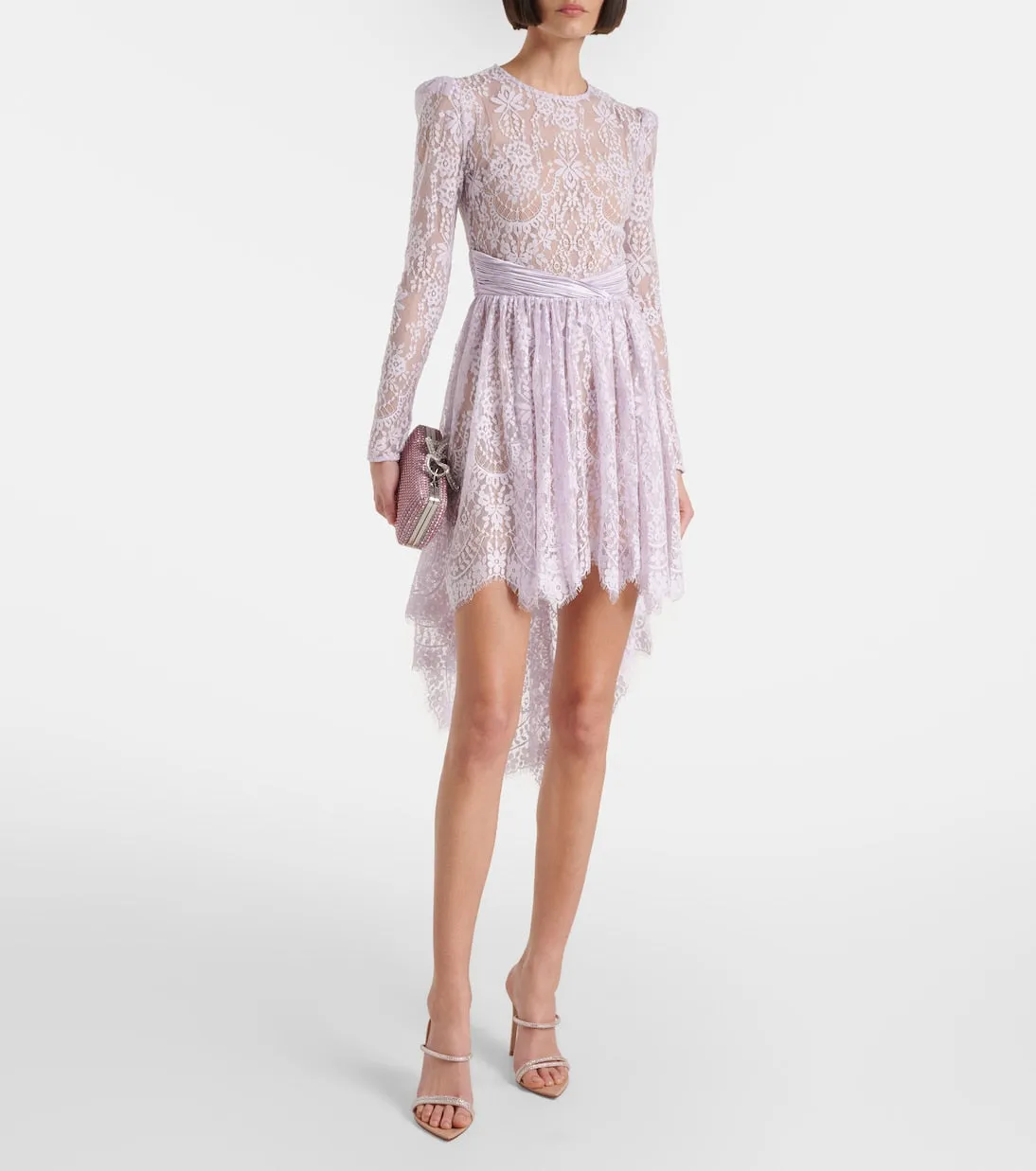 Lilac Lace Satin Mini Dress