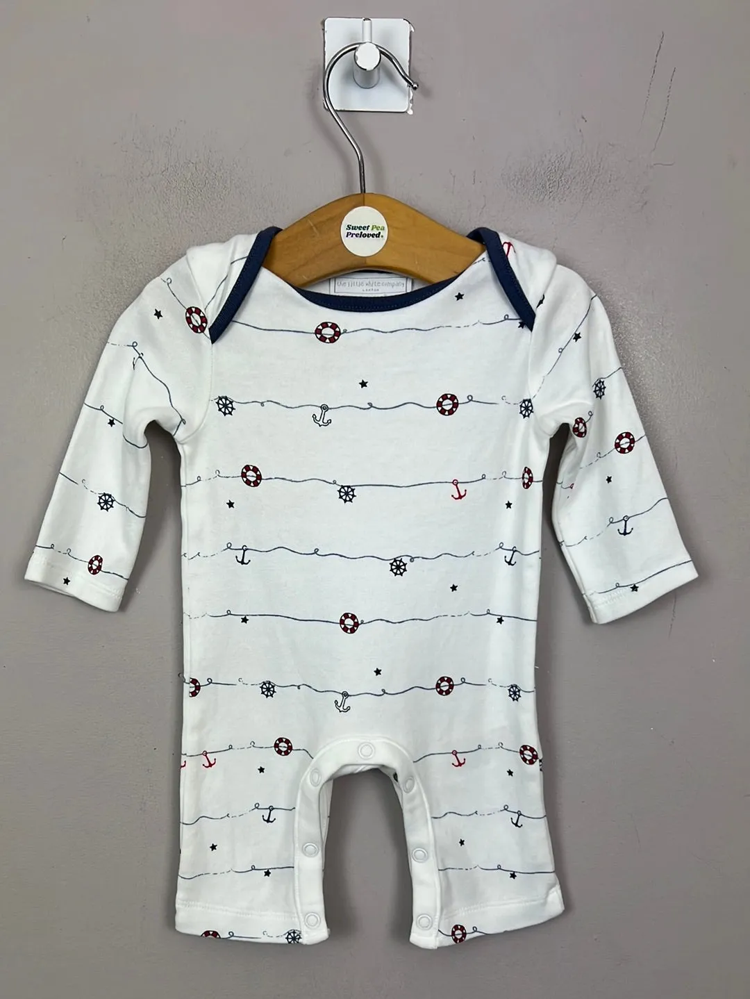 Little White Company Nautical footless sleepsuit - Newborn