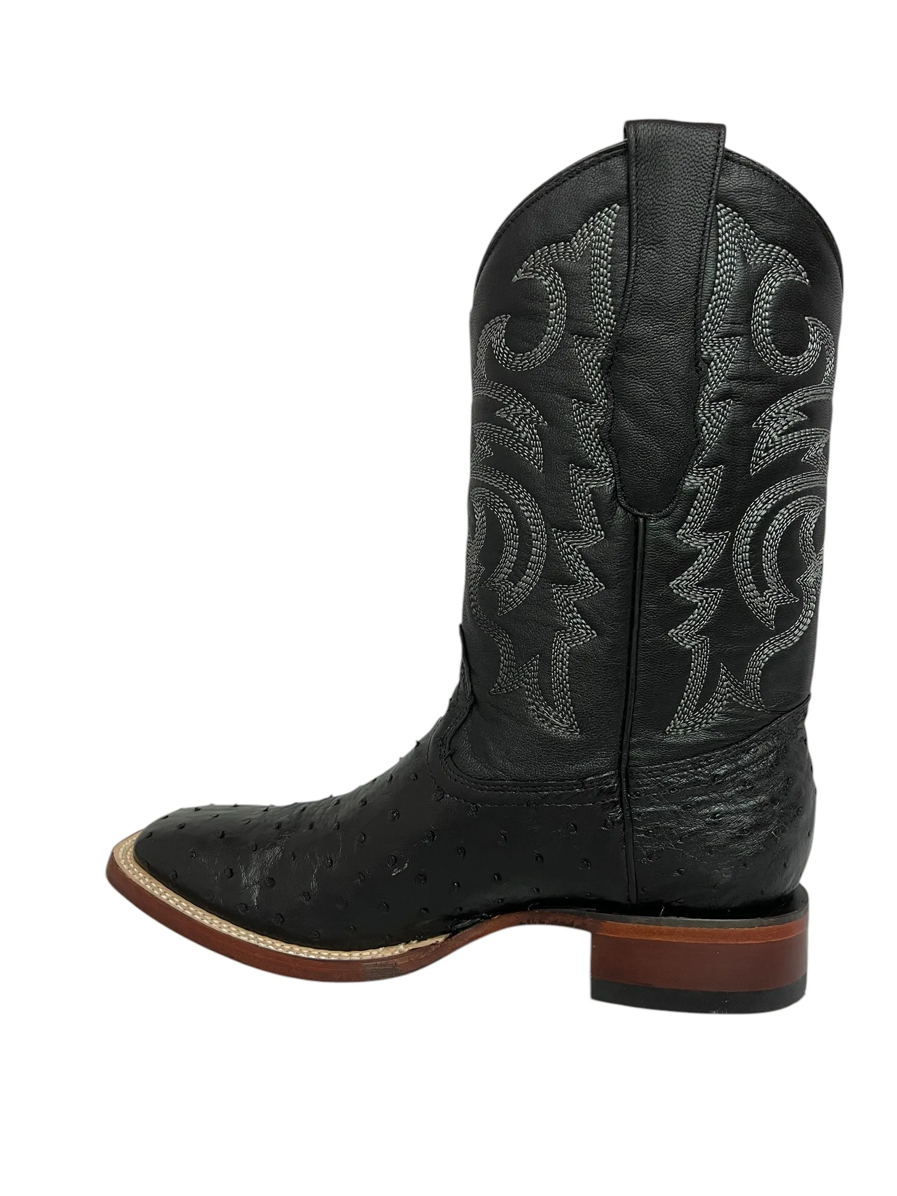 Los Altos Wide Square Toe Ostrich Black - 8220305