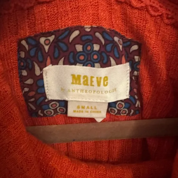 Maeve Anthropologie Coral Cowl Neck Sweater size Small Small