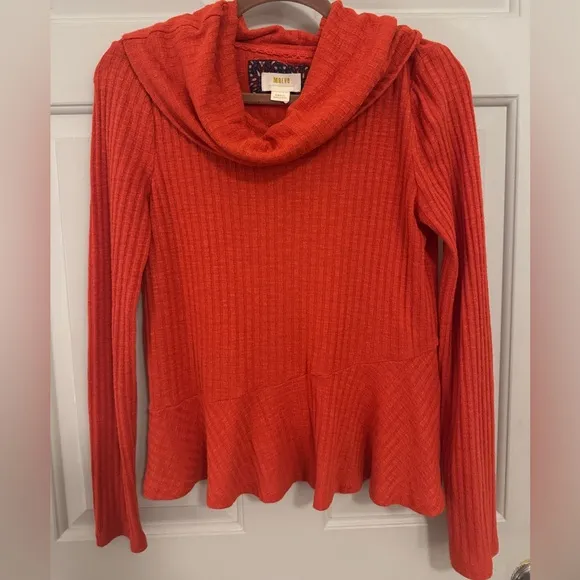 Maeve Anthropologie Coral Cowl Neck Sweater size Small Small