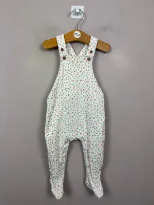 M&S White floral jersey dungarees 3-6m