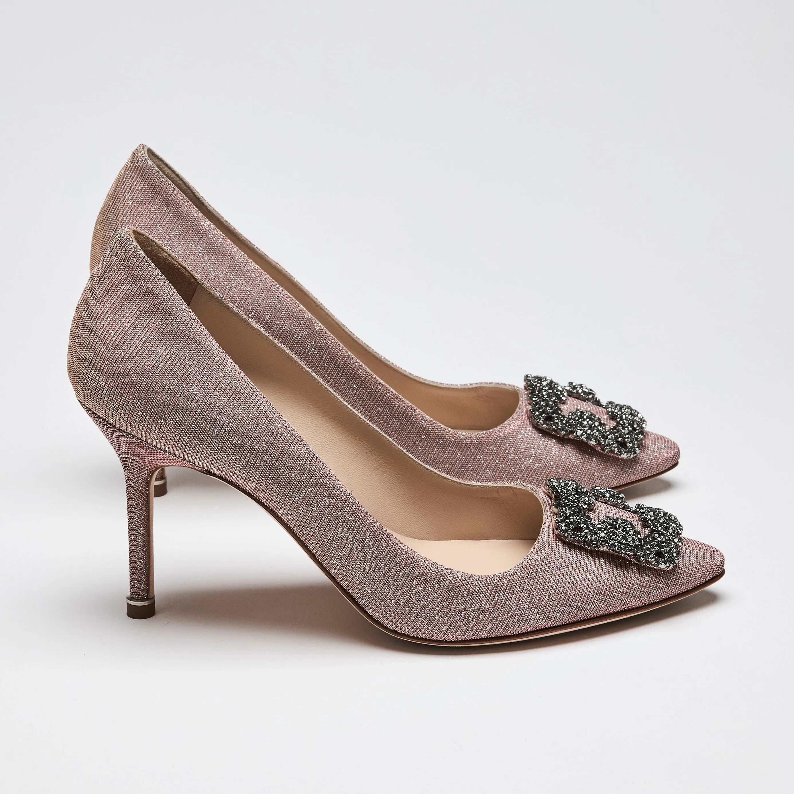 Manolo Blahnik Hangisi Pink Glitter Pumps Size 39.5