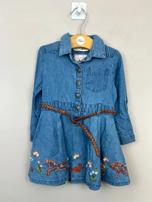 Mantaray embroidered denim dress with belt 12-18m