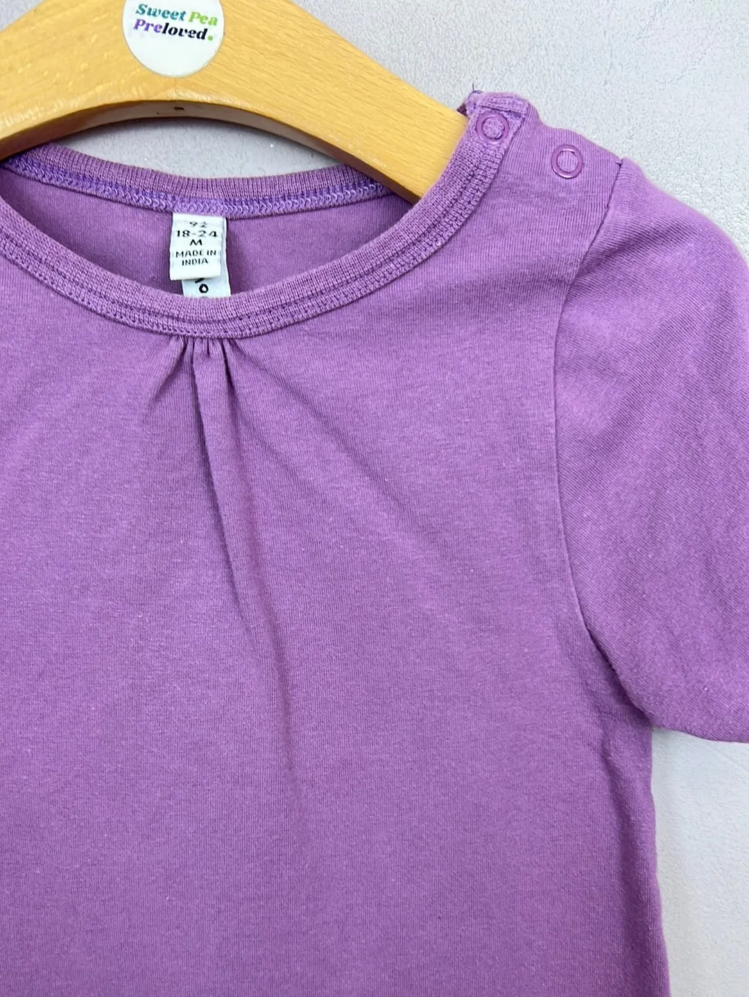 Maxomorra purple plain dye t-shirt 18-24m