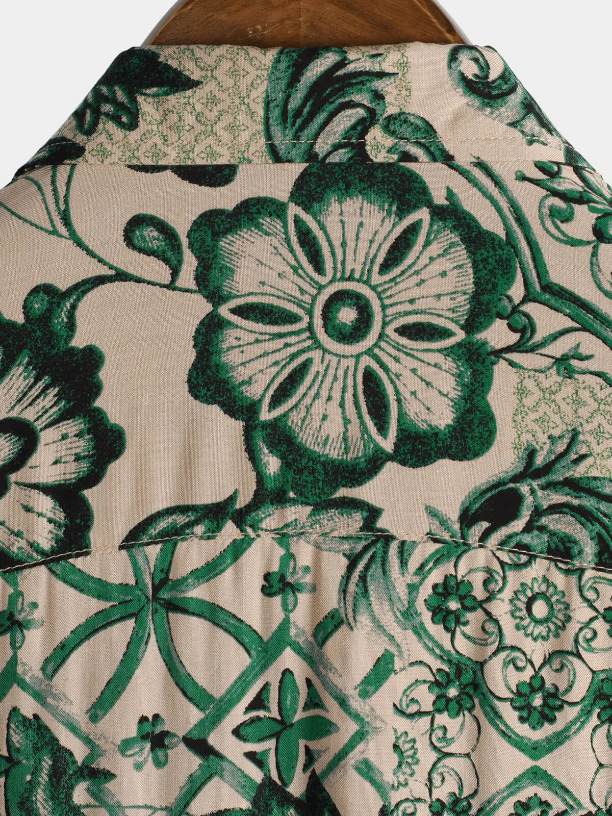 Men's Floral Print Vintage Holiday Breathable Hawaiian Botton Short Sleeve Shirt