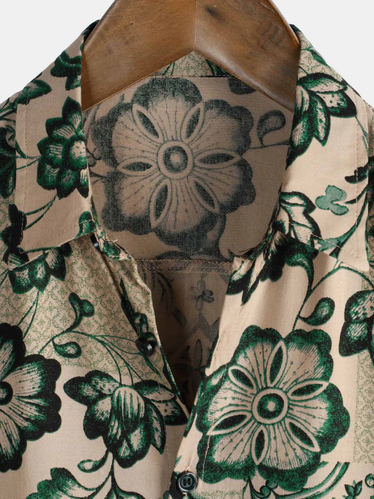 Men's Floral Print Vintage Holiday Breathable Hawaiian Botton Short Sleeve Shirt