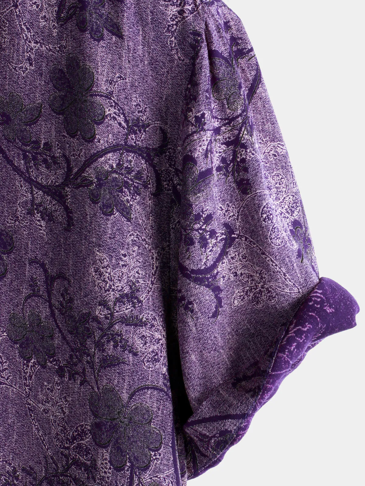 Men's Purple Vintage Holiday Breathable Hawaiian Botton Short Sleeve Shirt