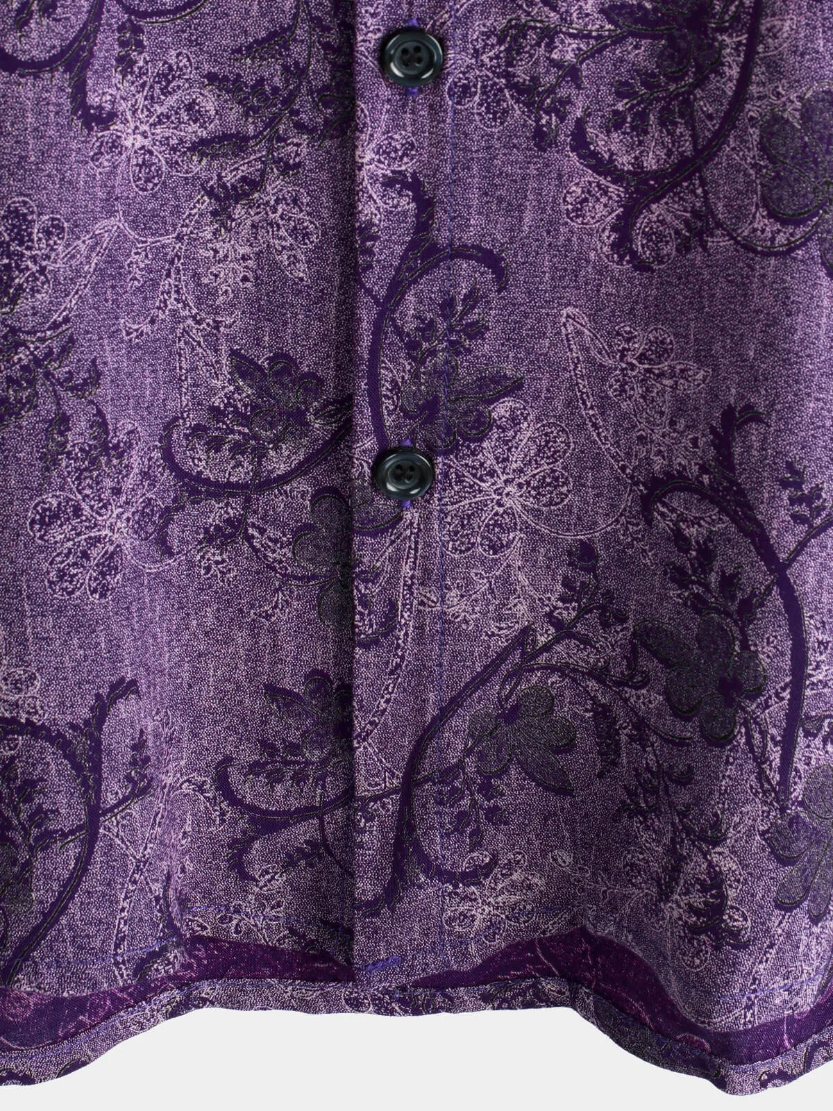 Men's Purple Vintage Holiday Breathable Hawaiian Botton Short Sleeve Shirt