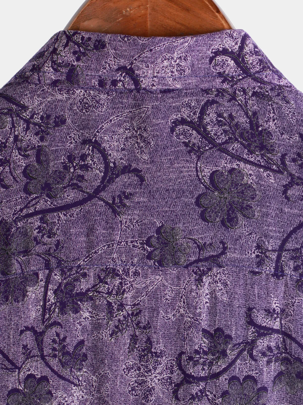 Men's Purple Vintage Holiday Breathable Hawaiian Botton Short Sleeve Shirt