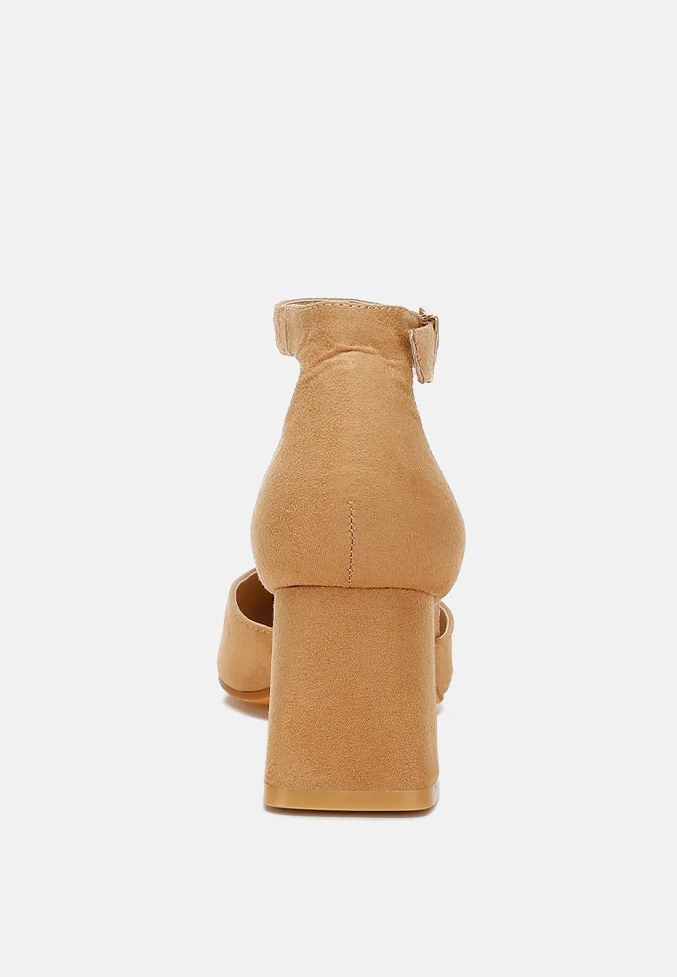 Microfiber Block Heel Sandals By MODE