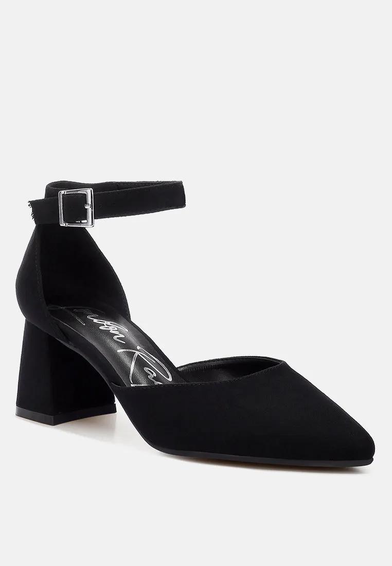 Microfiber Block Heel Sandals By MODE