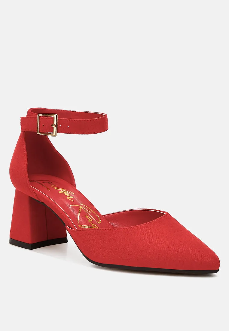 Microfiber Block Heel Sandals By MODE