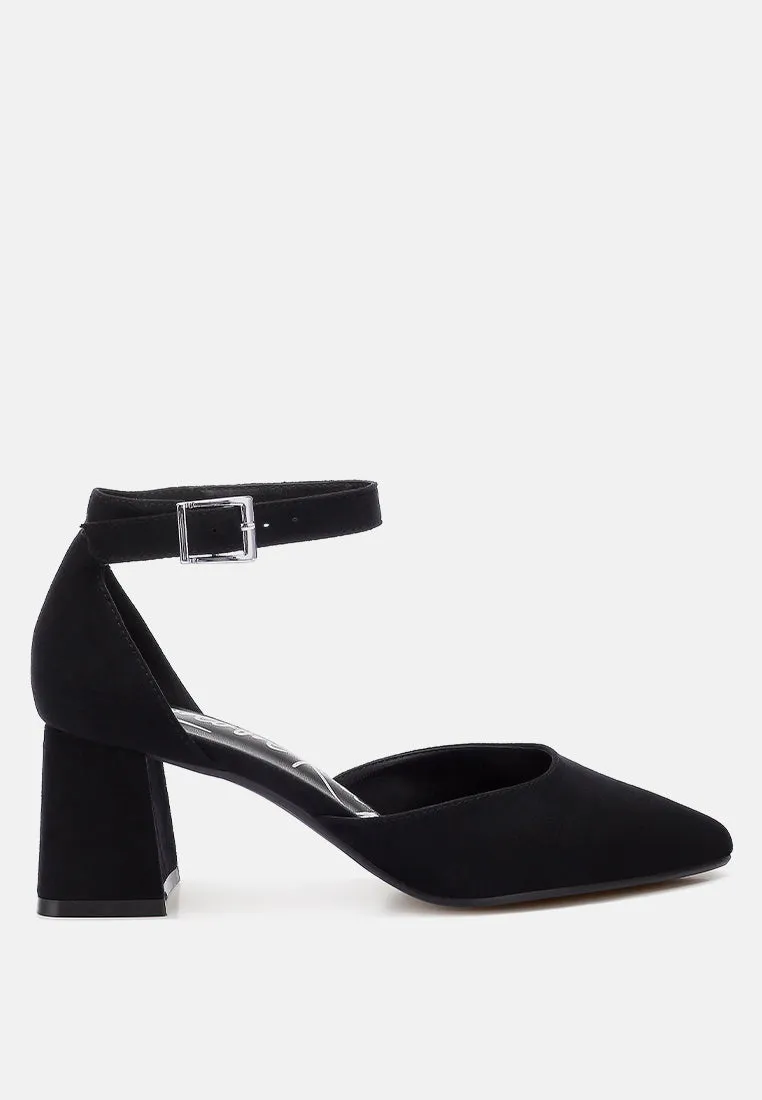 Microfiber Block Heel Sandals By MODE