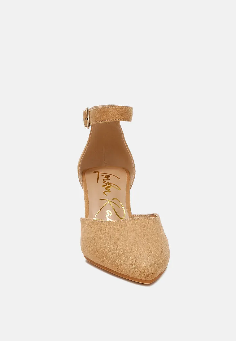 Microfiber Block Heel Sandals By MODE