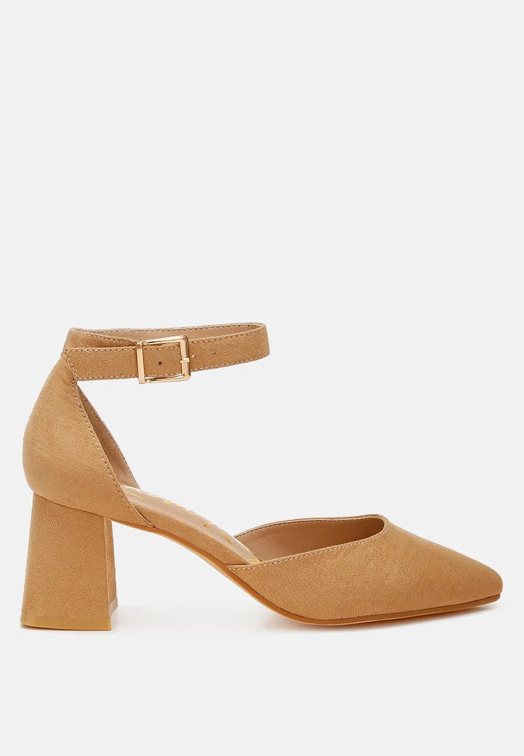 Microfiber Block Heel Sandals By MODE