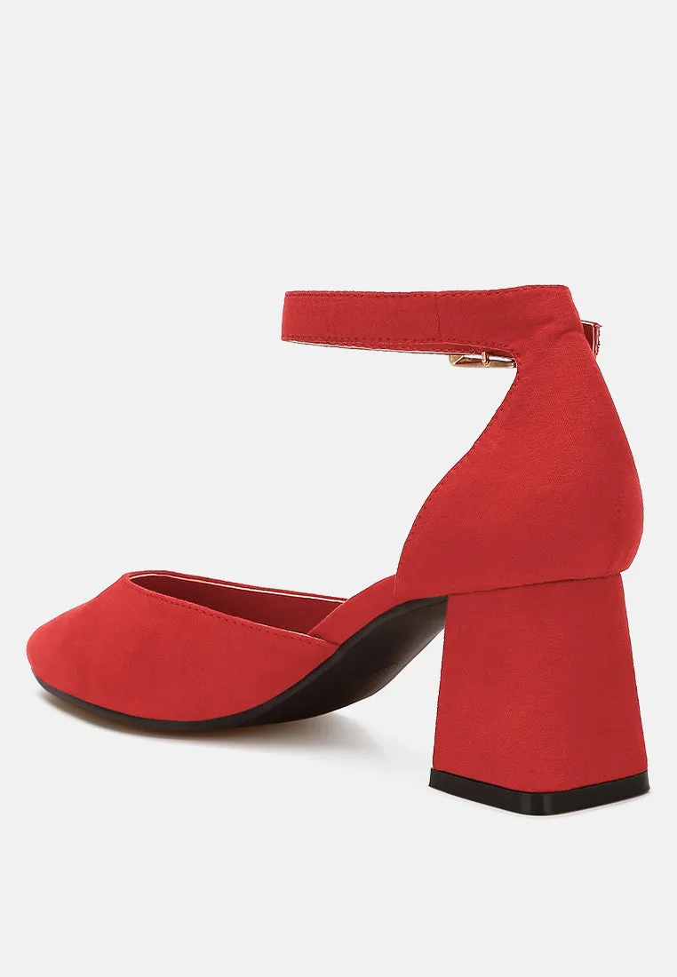 Microfiber Block Heel Sandals By MODE