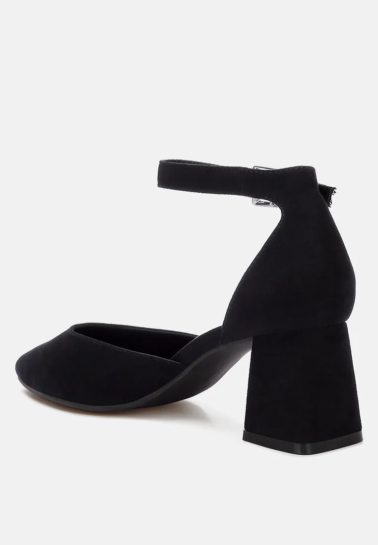 Microfiber Block Heel Sandals By MODE