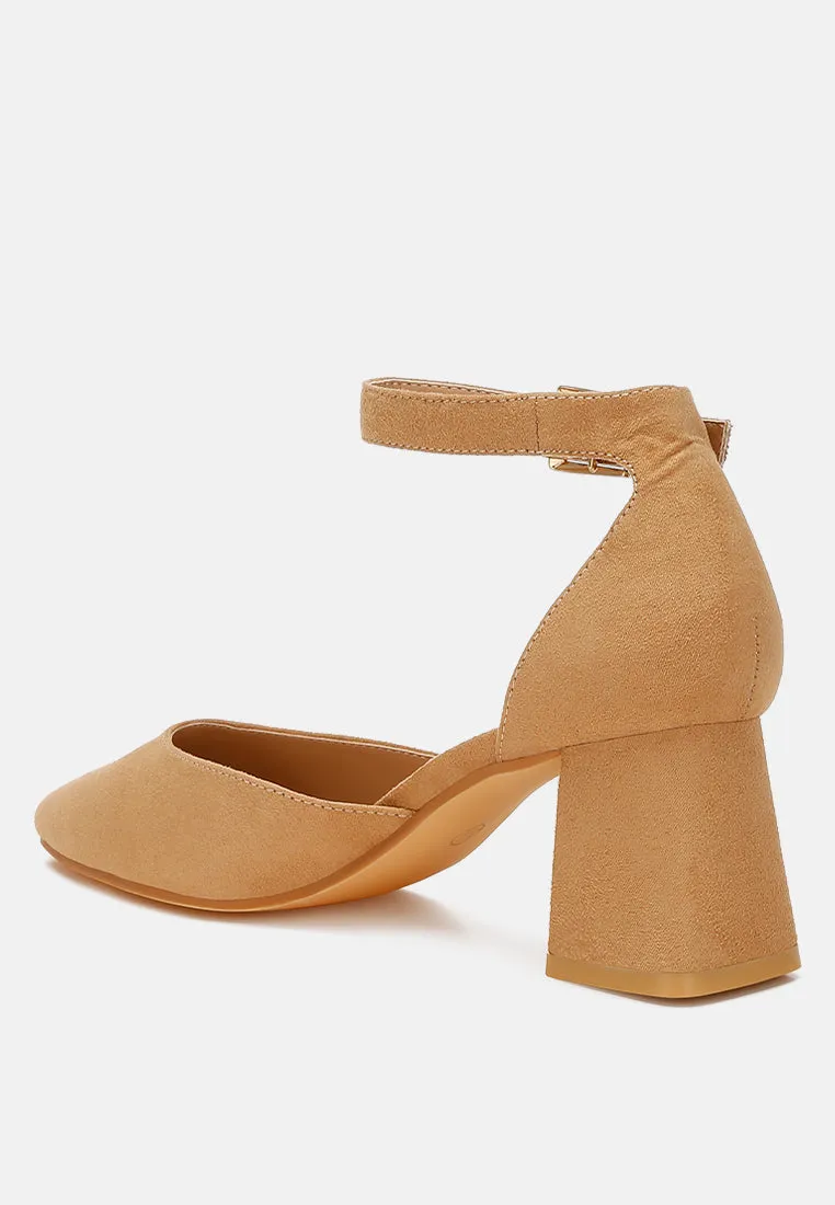 Microfiber Block Heel Sandals By MODE