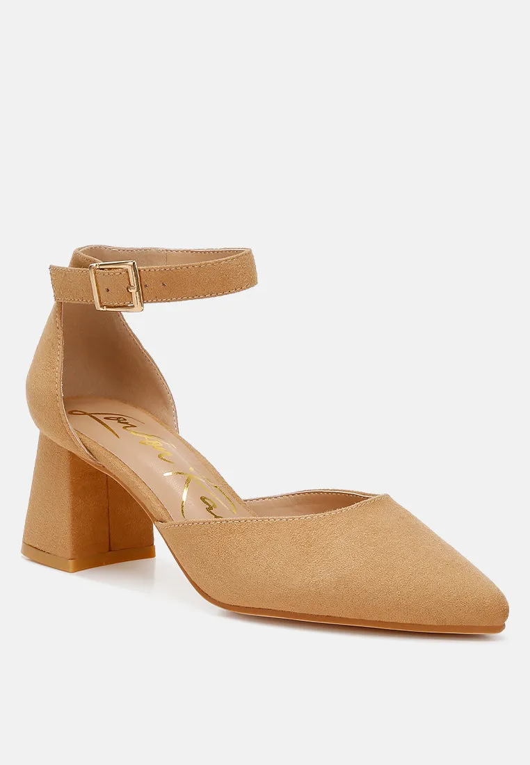 Microfiber Block Heel Sandals By MODE
