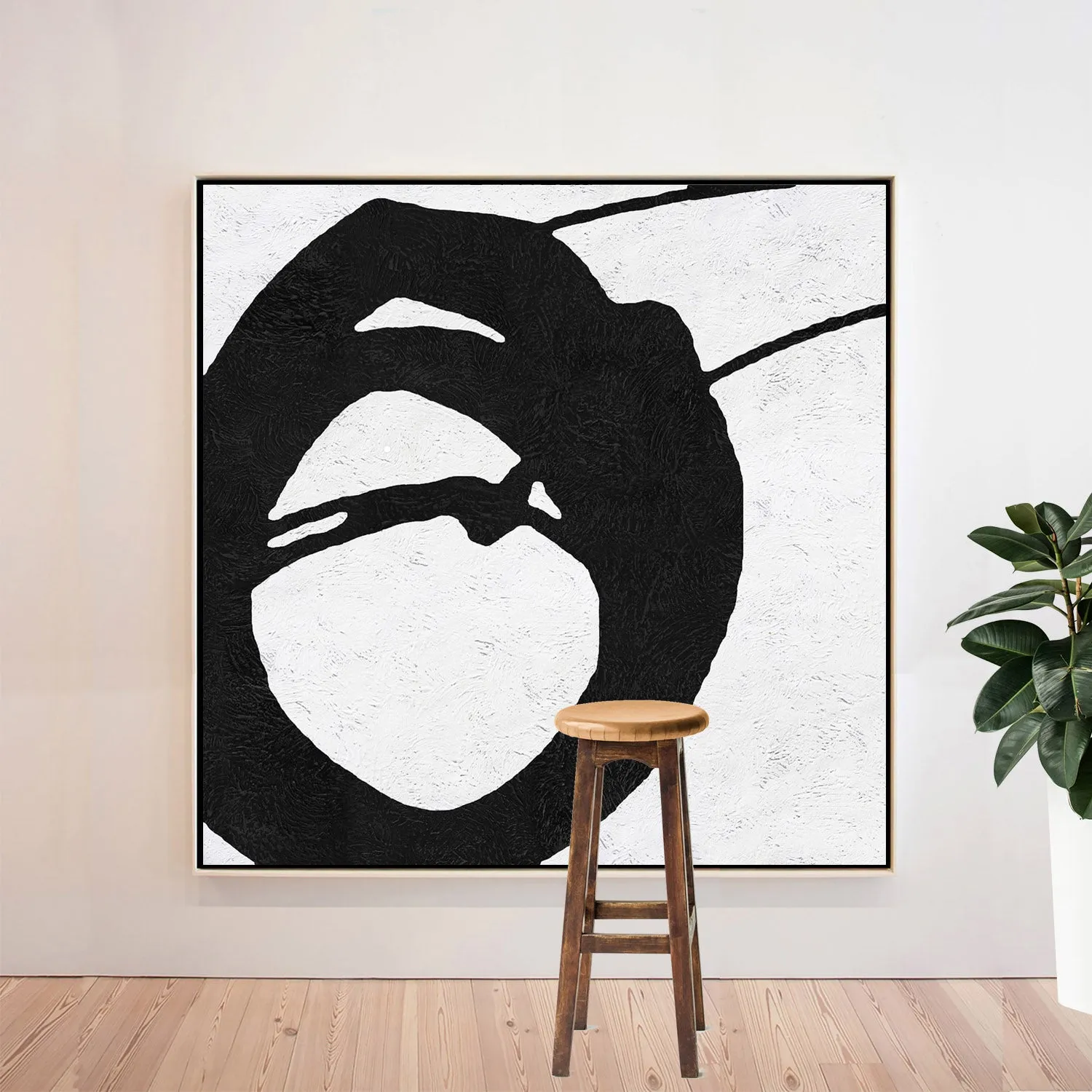 Minimal Black and White Painting MN154A