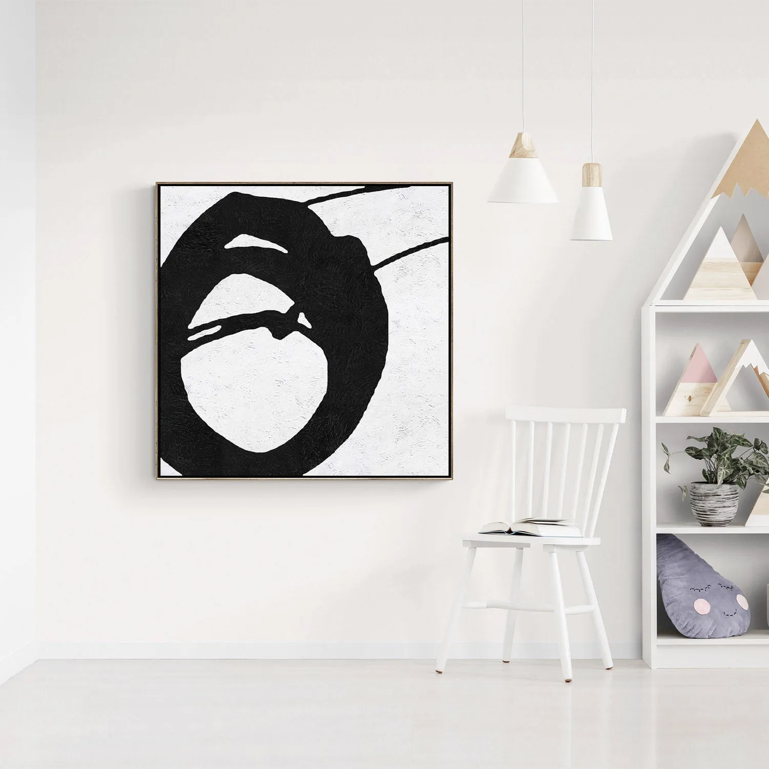 Minimal Black and White Painting MN154A