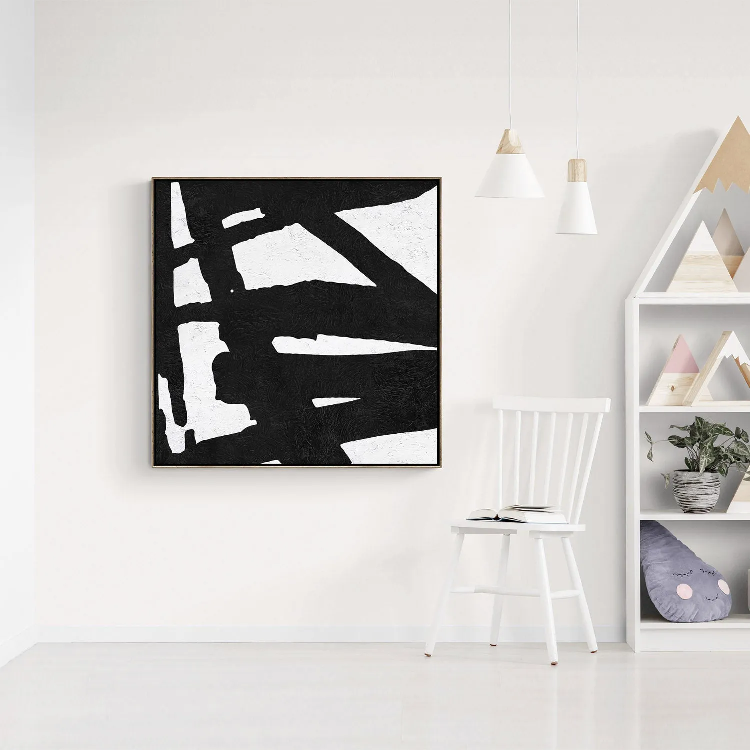 Minimal Black and White Painting MN43A