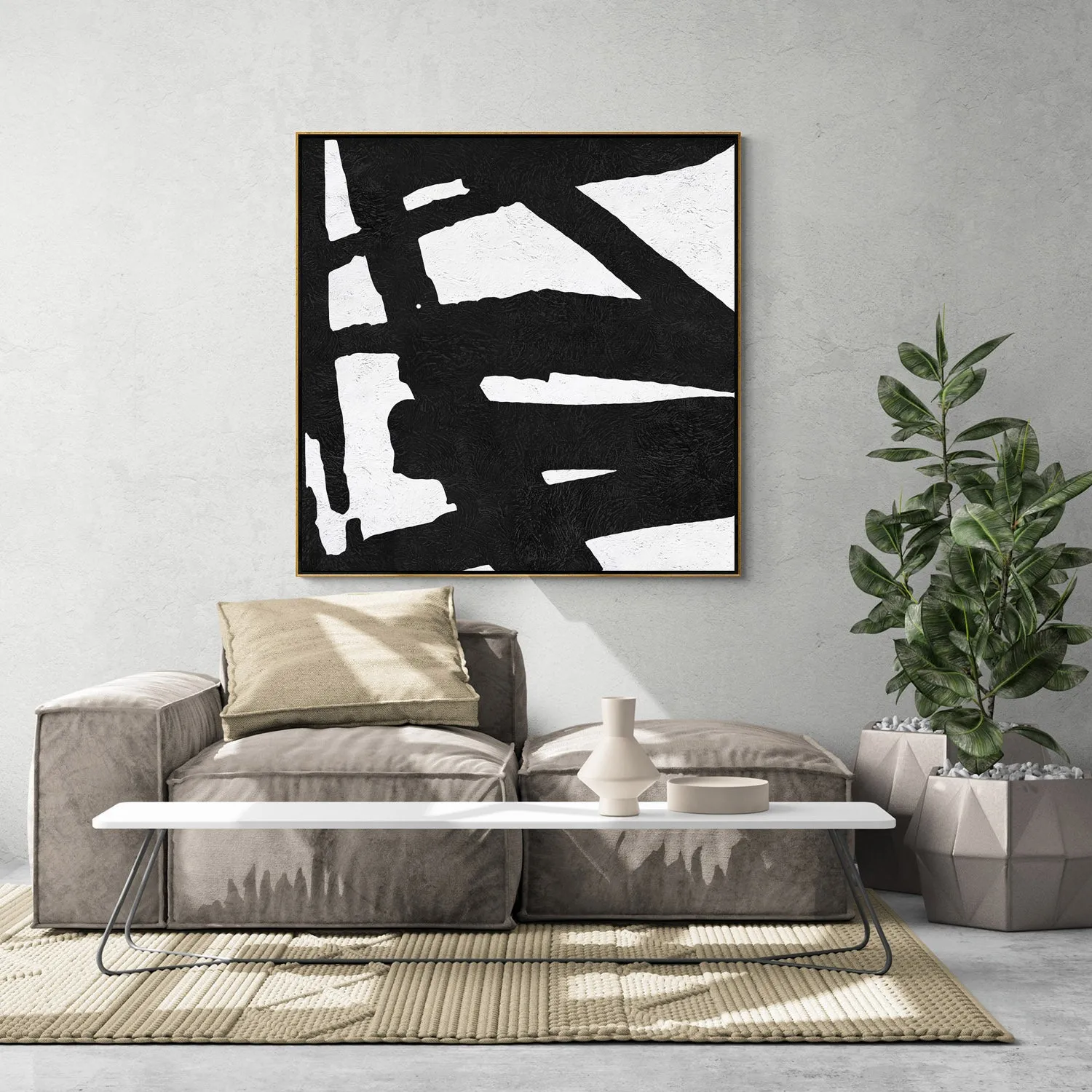 Minimal Black and White Painting MN43A