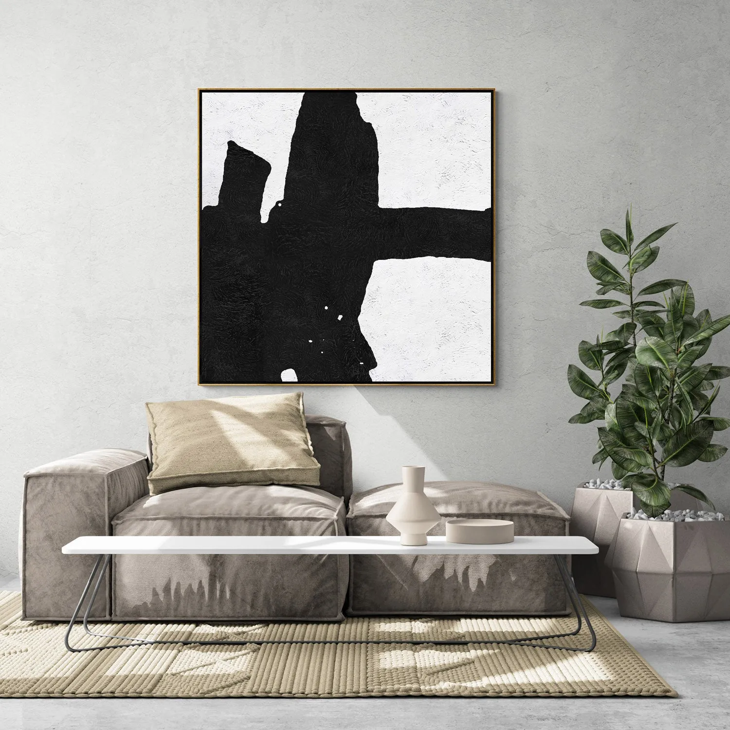 Minimal Black and White Painting MN90A