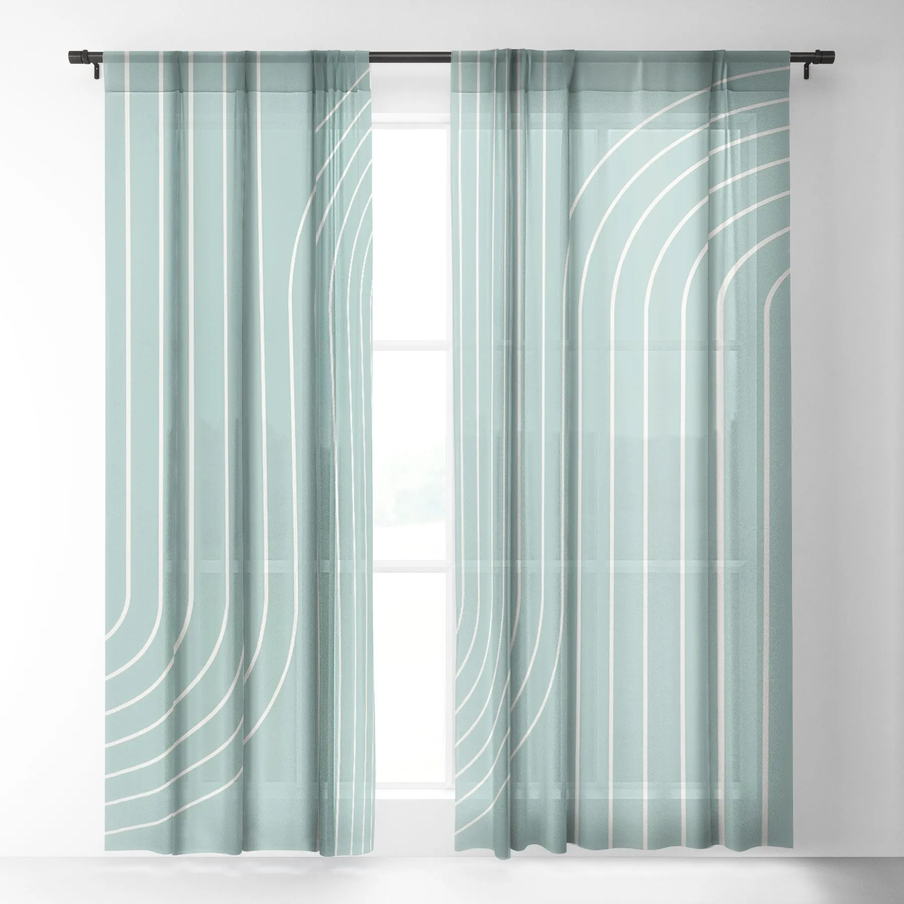 MINIMAL LINE CURVATURE SAGE WINDOW CURTAINS