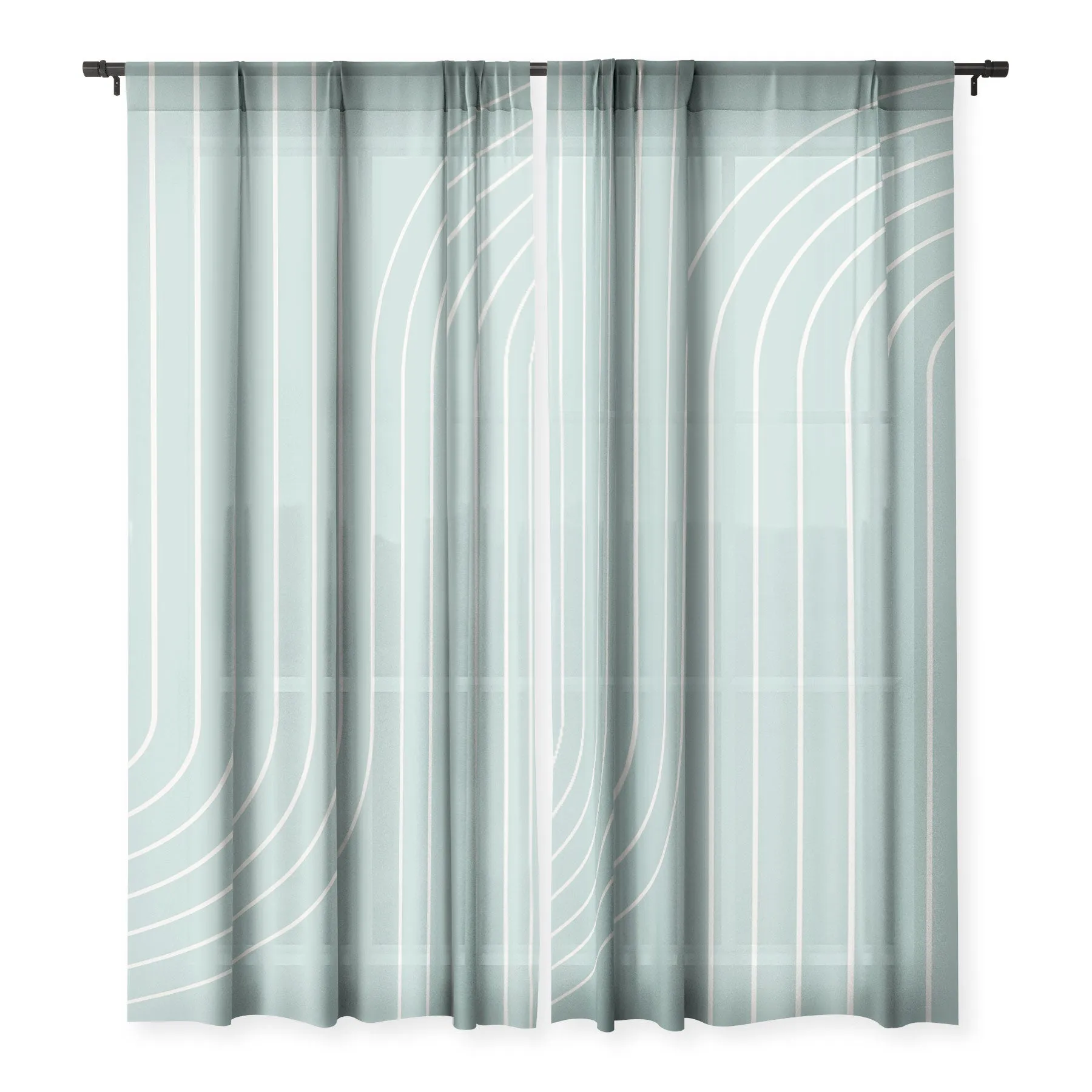 MINIMAL LINE CURVATURE SAGE WINDOW CURTAINS