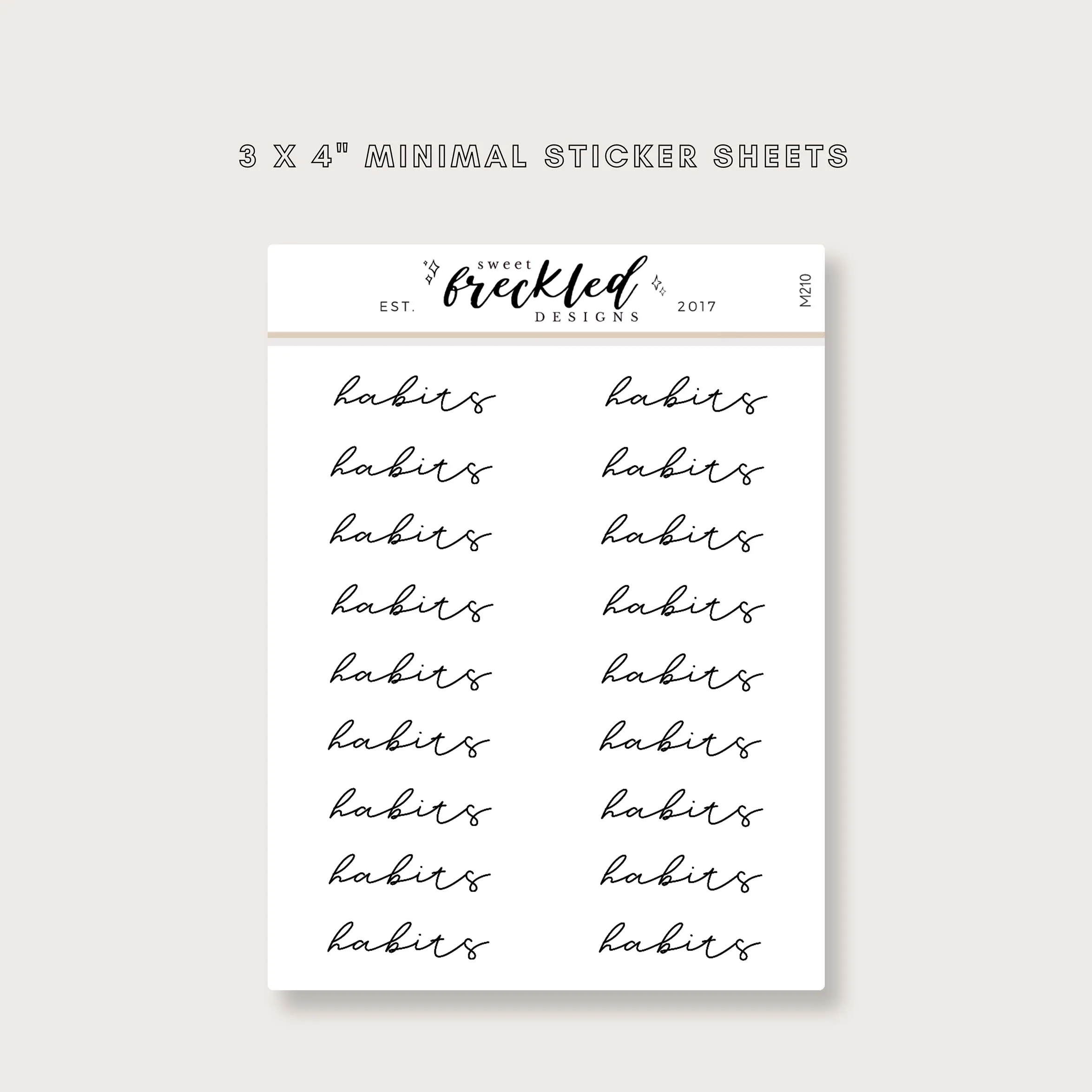 Minimalistic Script "Habits" Stickers