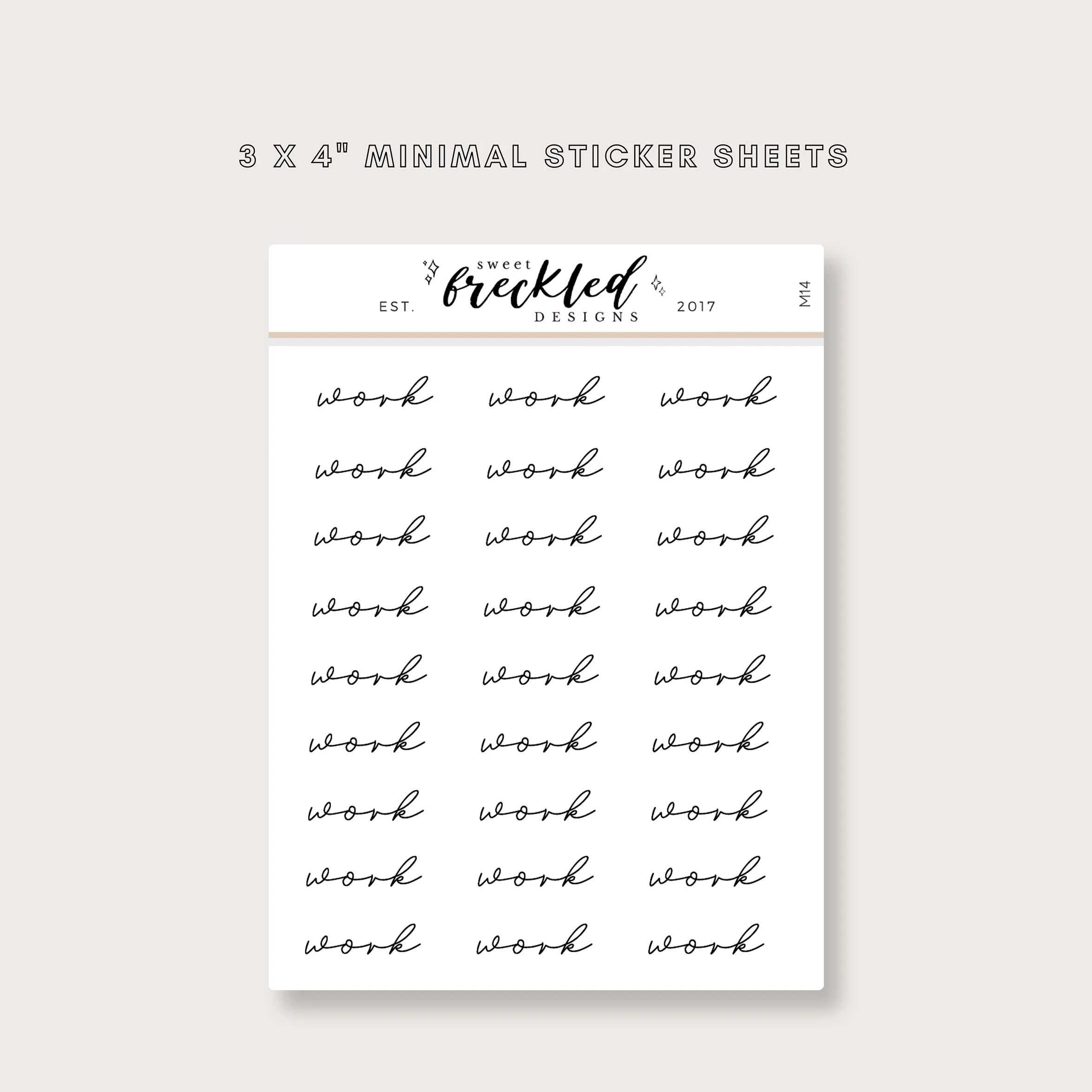 Minimalistic Script "Work" Stickers