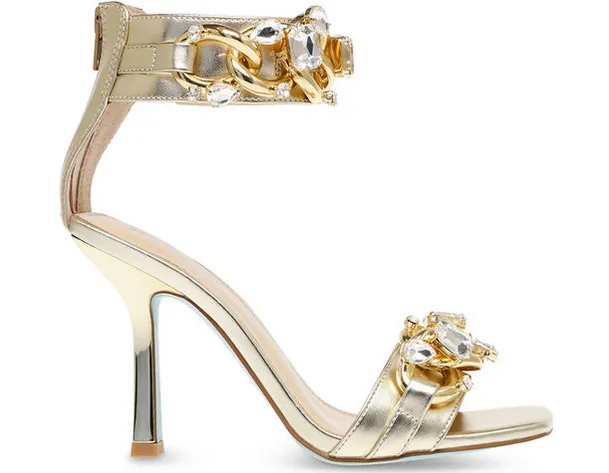 Morea Gold Ankle Strap Heels