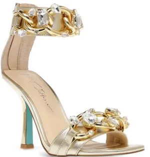 Morea Gold Ankle Strap Heels
