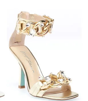 Morea Gold Ankle Strap Heels