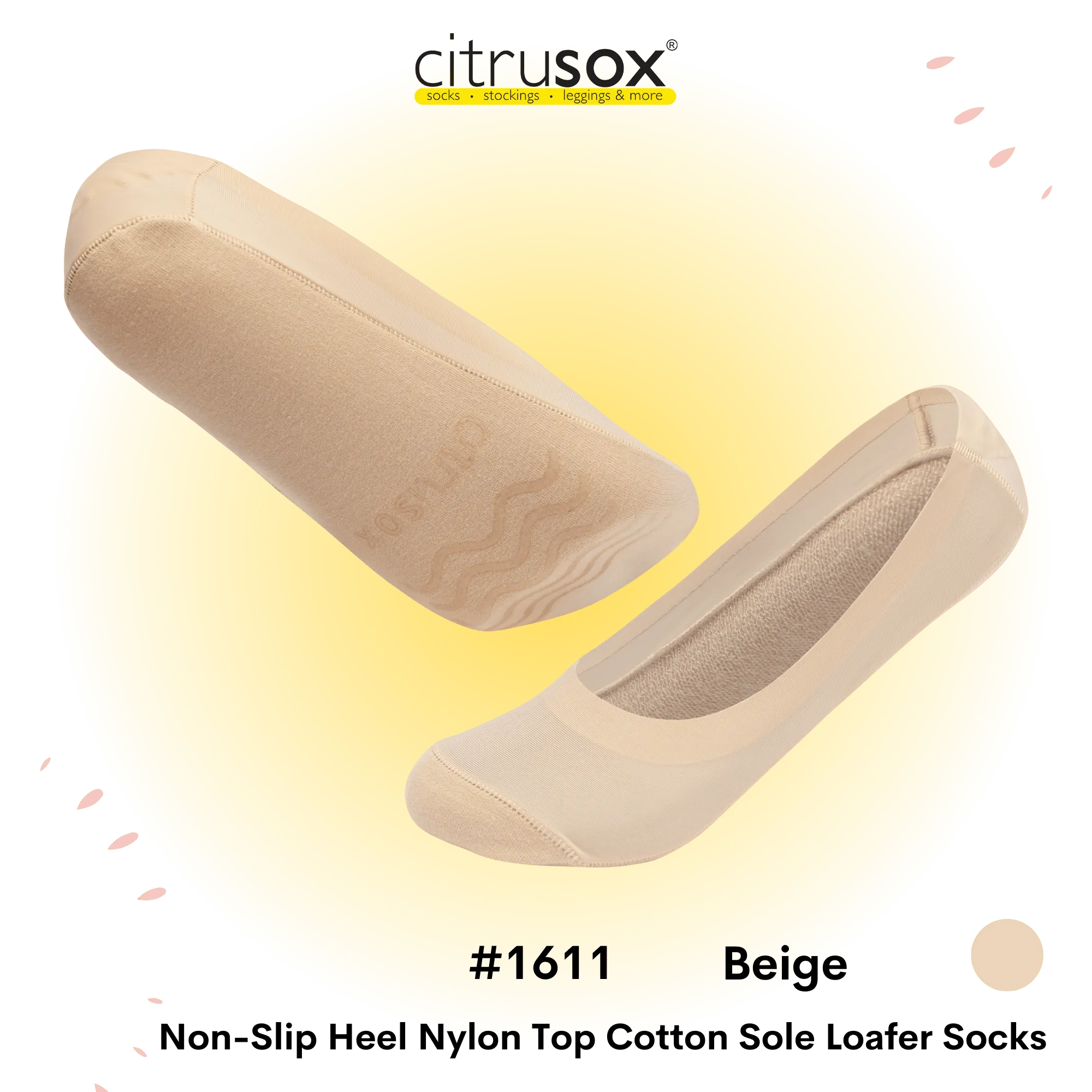 Non-Slip Heel Nylon Top Cotton Sole Loafer Socks