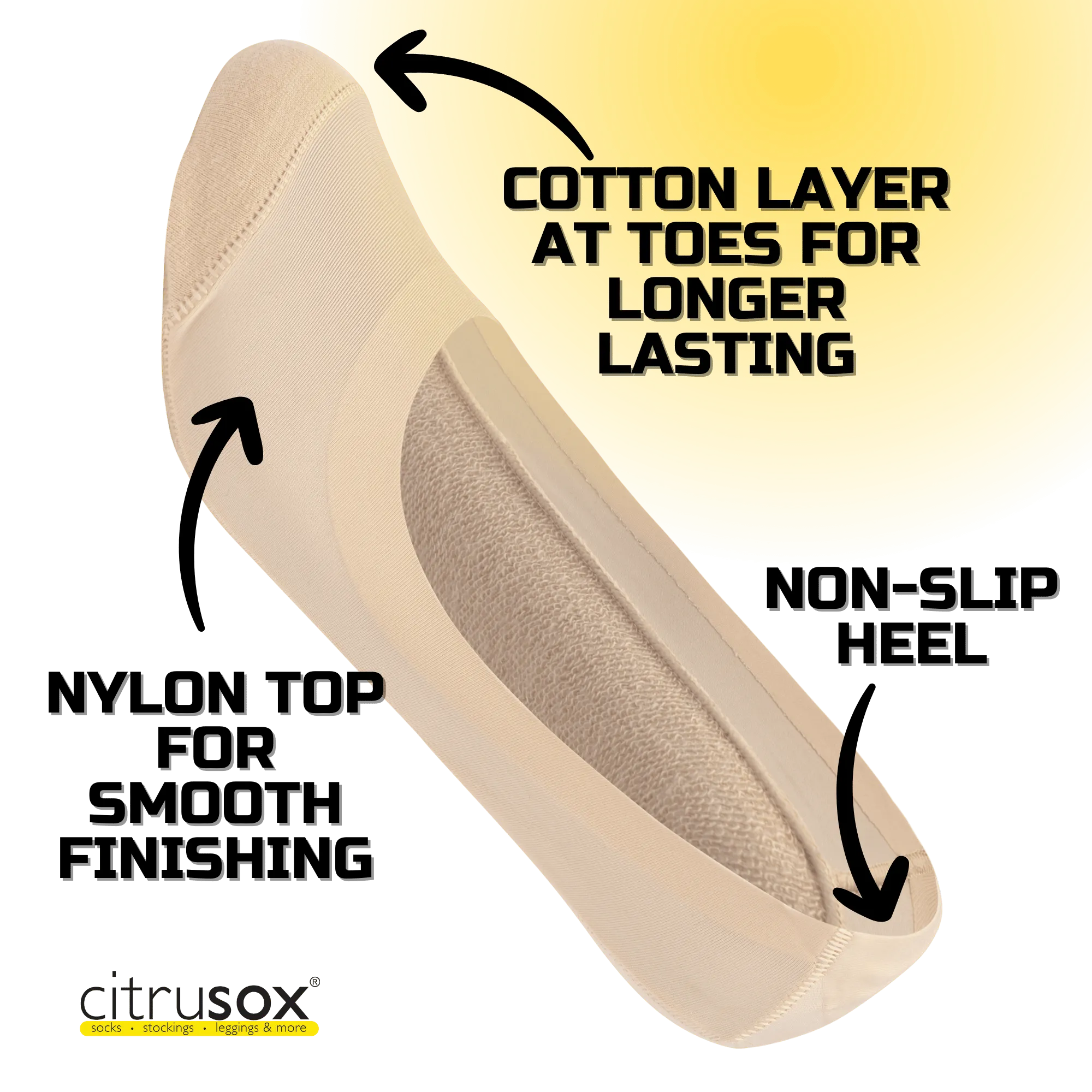 Non-Slip Heel Nylon Top Cotton Sole Loafer Socks