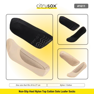 Non-Slip Heel Nylon Top Cotton Sole Loafer Socks