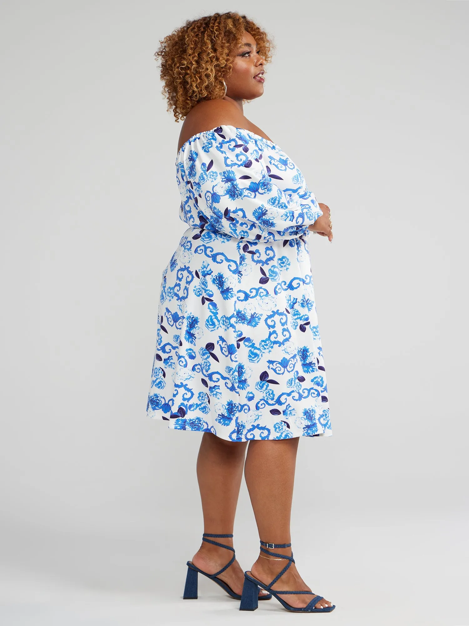 Off-Shoulder Floral Print Dress