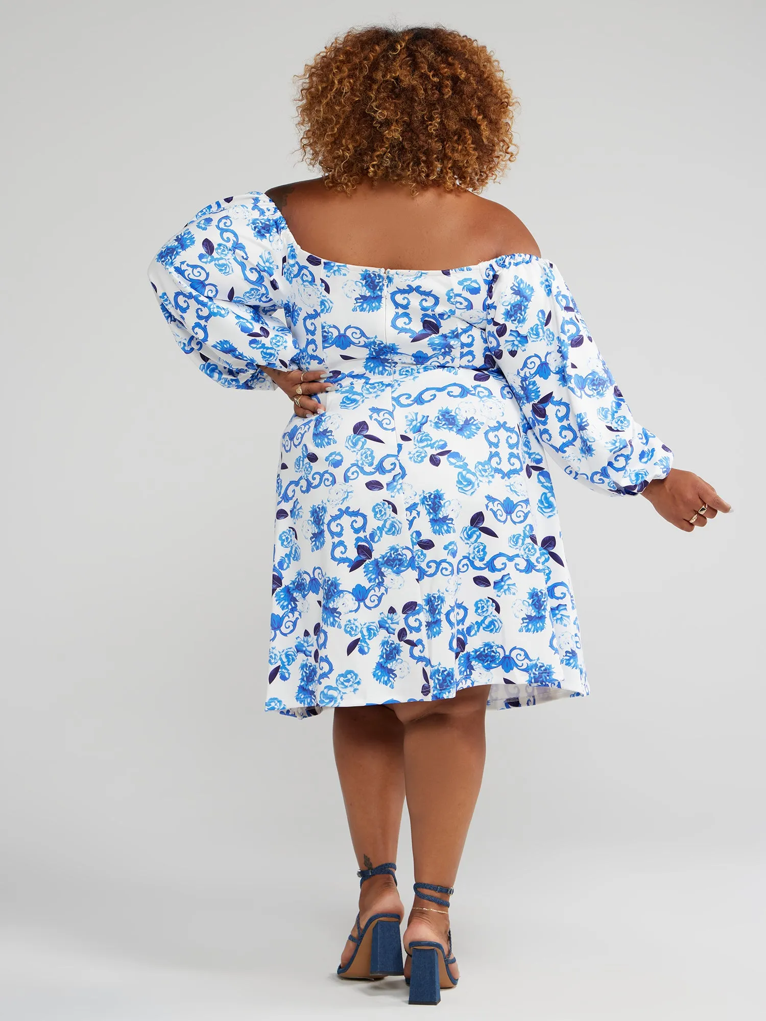 Off-Shoulder Floral Print Dress