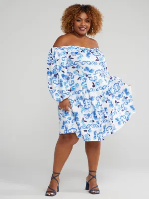 Off-Shoulder Floral Print Dress